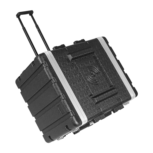 Image of Sound Town Lightweight 8U PA DJ Rack /Road Case with 7U Rack Space, ABS Construction, 19 inch Depth, Retractable Handle, Wheels and Heavy-Duty Latches (STRC-A8UT)