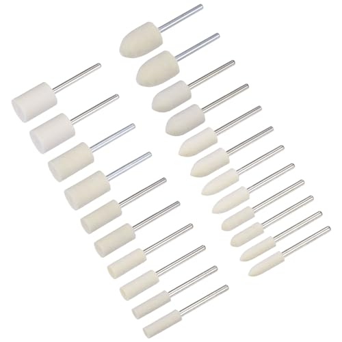 QUARKZMAN 4mm-12mm Wollfilz Montierte Spitzen Konisch Zylindrische Polierstifte Frässtifte Schleifscheiben mit 1/8 Schaft 22Stk