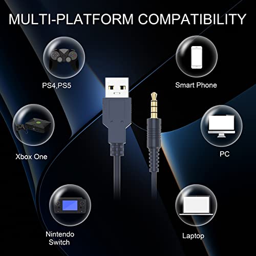 GAMELITE Gaming Headset for Xbox One, PS4, PS5, Bass Surround and Noise Cancelling with Flexible Mic, 3.5mm Wired Adjustable Over-Ear Headphones for Laptop PC Smartphones - Thumbnail 2
