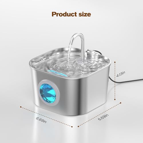 HOOISE S15 Stainless Steel Cat Water Fountain 74oz — view 8