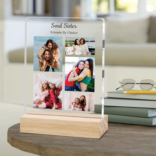 Image of Giftplease Customized Photo Frame with Text & Wooden Stand | Personalised Printed Photo Frame Gift for Sister | Birthday, Tabletop D cor | Customized Photo Gift (6x8 Inches) SIS 07