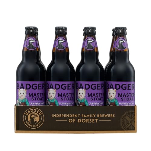 Badger Beers Master Stoat Coffee Stout with Caramel Notes | Roasted & Rich Stout | Case of 8 x 500ml Beer Bottles