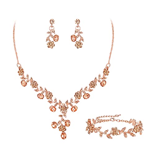 Conjunto de collar y pendientes de cristal para novias de EVER FAITH