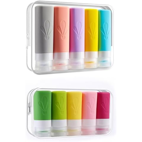 INSFIT Travel Bottles for Toiletries, TSA Approved 3oz Travel Size Containers, BPA Free Leak Proof Squeezable Silicone Tubes for Shampoo Conditioner Lotion Soap with Labels Cover