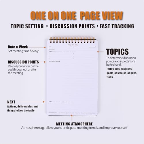 Business Meeting Notebook for Work With Action Items – Bestselling 1:1 Spiral Notepad is Great for Managers, Team Leads, Educators - Keep Notes Organized During Note-taking Process -Black-A5 10 Business Meeting Notebook for Work With Action Items – Bestselling 1:1 Spiral Notepad is Great for Managers, Team Leads, Educators - Keep Notes Organized During Note-taking Process -Black-A5 - Image 4