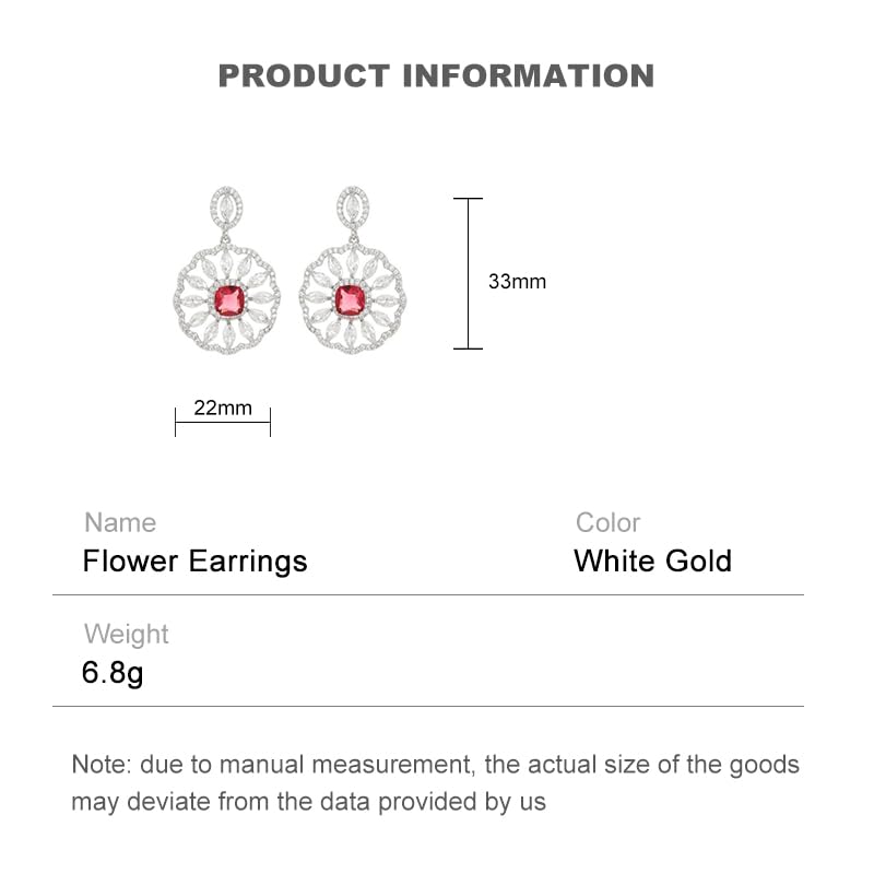 Boucles d'oreilles pendantes saphir rubis or 14 carats fleur