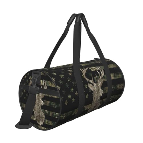 Camo Camouflage American Flag Hunting Deer Foldable Duffle Bag For Women - Workout Bag For Gym Men - Boy Gym Bag - Girls Small Weekender Duffel Bag - Packable Luggage Bag For Travel Sports2