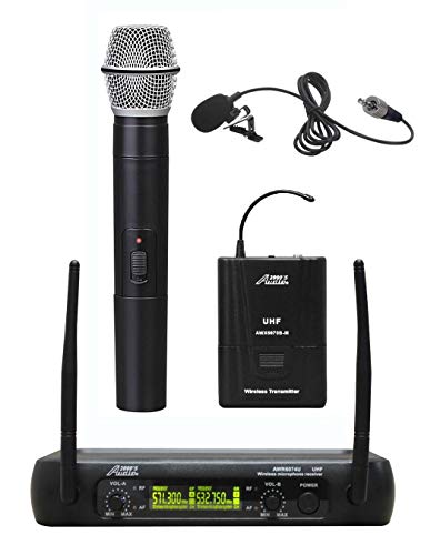 Audio 2000S S6074L Uhf Dual-Channel Wireless Microphone System With One Handheld Wireless Microphone, One Body-Pack Wireless Transmitter, And One Lavalier Microphone #TOP3