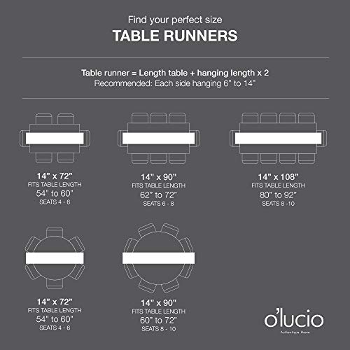 O'lucio Linen Table Runner - White 14 X 90 Inch - Classic Hemstitch Table Runners With Embroidered Swiss Dot For Rustic Farmhouse Dining Decor - Natural Fabric, French Flax #TOP6