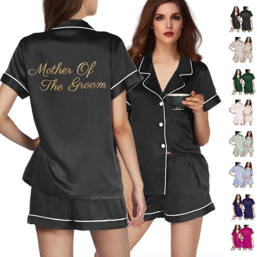 WJing Yi Jia Womens Floral Bridesmaid Pajamas 2Pcs Bride Silk Pajama Set For Bridal Party Gifts Soft Satin Pj Sets Silky Pjs