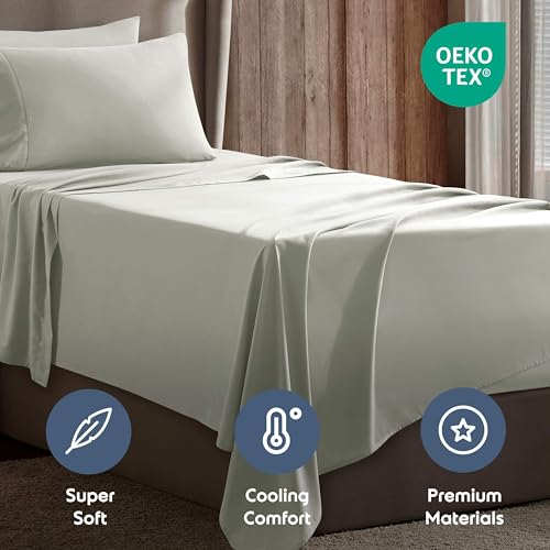 Image of Nestl Twin Bed Sheet Set - Off White - 3-Piece Deep Pocket | Instantly Soft, Night-One Ready (No Wash Required). Fits 16-Inch Deep Pockets, 360-Degree Elastic Grip