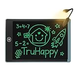 TRUHAPPY LCD Writing Tablet with a Clip-on Light, 10 Inch Colorful Toddler Doodle Board Drawing Tablet, Erasable Reusable Electronic Drawing Pads, Educational and Learning Toys for Kids (Blue)