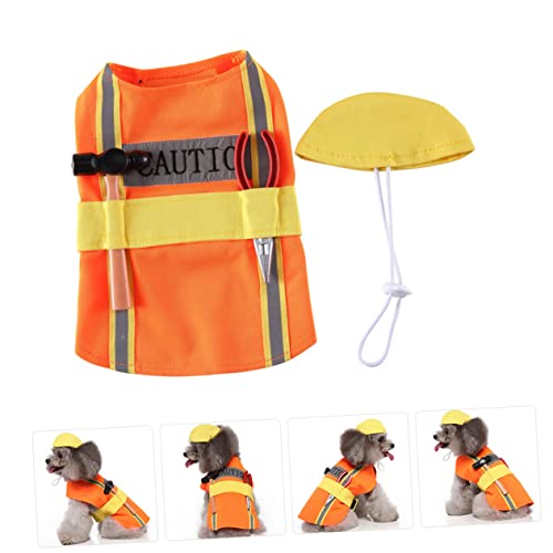 Disfraz para perro con diseño de ingeniero naranja talla XL miniatura 6