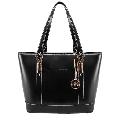 McKLEIN Leather Ladies' Tote with Tablet Pocket- ARYA- Black2