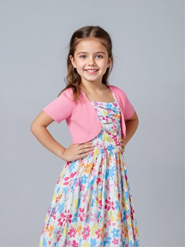 IFFEI Girls Summer Dress Sleeveless Floral Print Tiered Midi Dress Two Piece Set with Cardigan2
