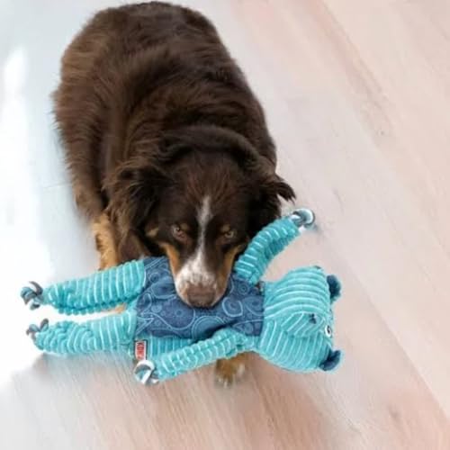 Kong Floppy Knots Hundespielzeug, langlebig, ohne Füllung, quietschendes Kordel-und-Plüsch-Spielzeug, zum Zahnen, Spielen (Nilpferd, Größe XL)