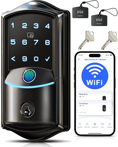 Veise VE027 Built-in Wi-Fi Smart Lock, Fingerprint Keyless Entry Front