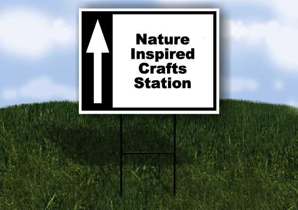 Nature Inspired Crafts Station Black White Up Arrow 1 Single Sided 18x24 in Yard Road Sign w/stand