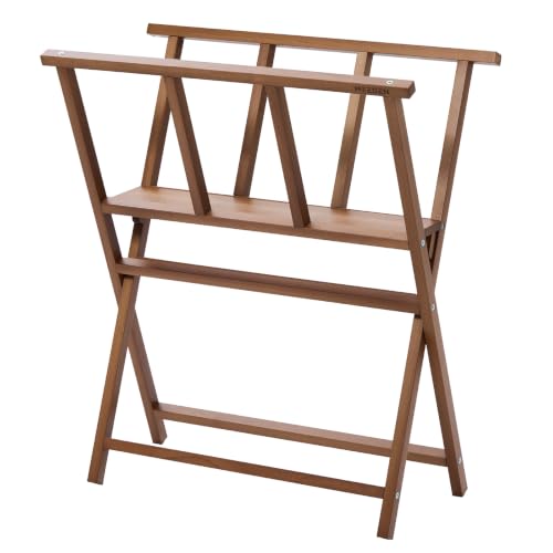 Image of MEEDEN Art Storage Print Rack: Folding Beech Wood Display Rack for Artwork | Art Drying Rack for Posters, Canvas Boards, Prints, Panels, Art Organizer Rack for Artist Studio Office Home Gallery, Walnut