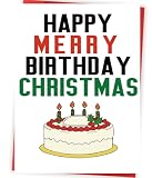 YiKaLus Happy Christmas birthday Card for Anyone, Merry Xmas Birthday Card with Envelope, Funny December Bday Gift Ideas for Women Men
