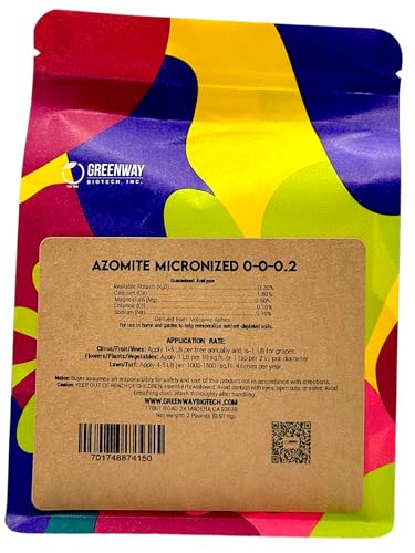 Greenway Biotech, Inc. Azomite Rock Dust Volcanic Ash Organic Fertilizer with Micronutrient & Trace Minerals- Natural Mineral Soluble Plant Fertilizers for Enhances & Increases Crop Yield- 2 Pounds
