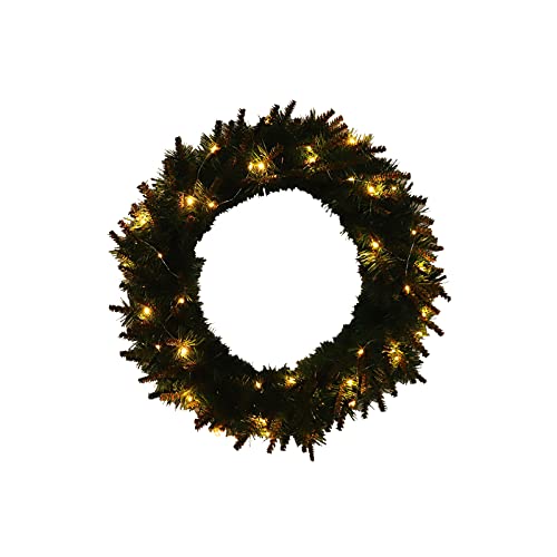 Couronne de Noël en bois vert et design lumineux haut de gamme pour décoration murale