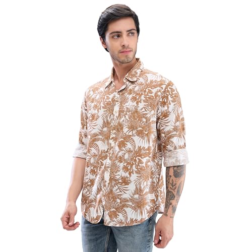 Image of Spykar Men's Slim Fit N /A Full Sleeve Printed Casual Shirts
