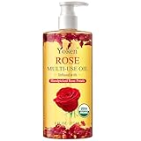 Multi-Used Body Oil For Skin USDA Certified,Face,Hair and Nails,Multi Purpose Organic oil With Rose Petals,Vitamin E & Almond Oil Nourishing & Hydrating ,Body Oil for Moisture & Skin After Bath Oil