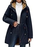 Yusongirl Parka Jacket Women Waterproof Fleece Lined Hooded Warm Winter Coat with Pockets for Daily Commute & Outdoor