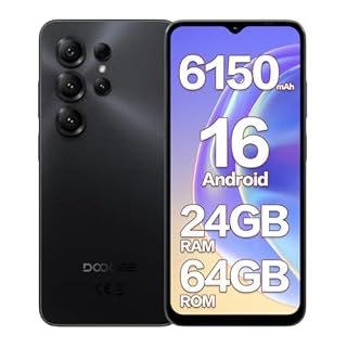 DOOGEE Note 56X SIM-Free & Unlocked Mobile Phones 2026 - Android 16, 6150mAh Battery Phone, 6.56" 90Hz Display Smartphone, 24GB+64GB/2TB, 3.5mm Headphone Jack, 4G Dual Sim/Face Unlock/GPS/5G WiFi
