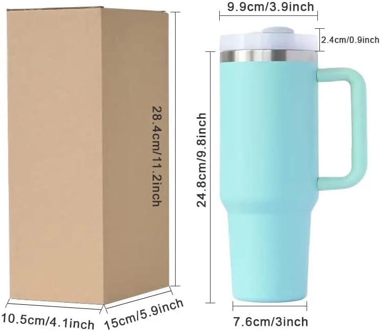 Miniatura 6 de Vaso aislante Adventure Quencher de 40 onzas con asa y pajita, taza de viaje reutilizable al vacío (negro)