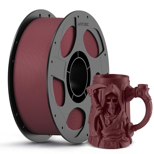 ANYCUBIC Carbon Fiber PLA Filament 1.75mm, PLA-CF Enhanced Rigidity 3D Printer Filament, Matte Texture, 1KG Reusable Spool, Vintage Red