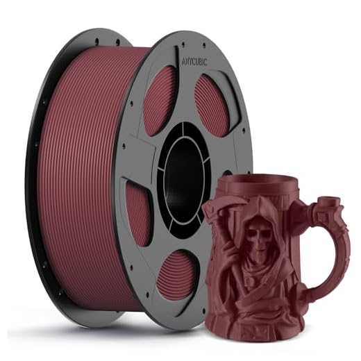 ⚡ ANYCUBIC Carbon Fiber PLA Filament 1.75mm, PLA-CF Enhanced Rigidity 3D Printer Filament, Matte Texture, 1KG Reusable Spool, Vintage Red