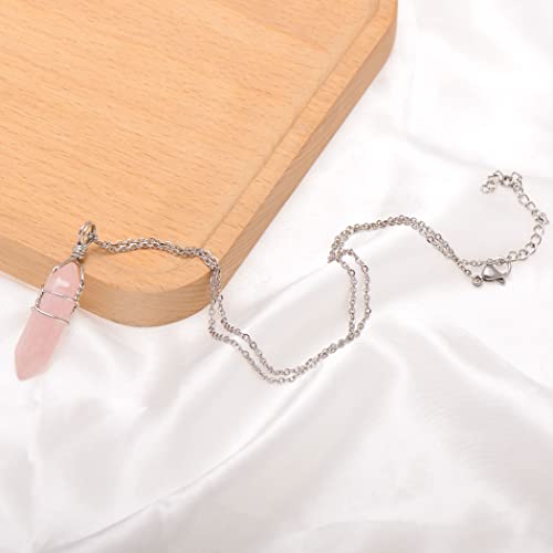 Paialco Hand Wired Natural Rose Quartz Crystal Point Healing Chakra Pendant Necklace4