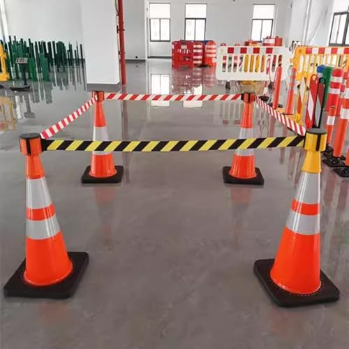 Cinta de Barrera de Seguridad retráctil: Conector automático de Conos de tráfico para Seguridad Vial y Control de vehículos.
