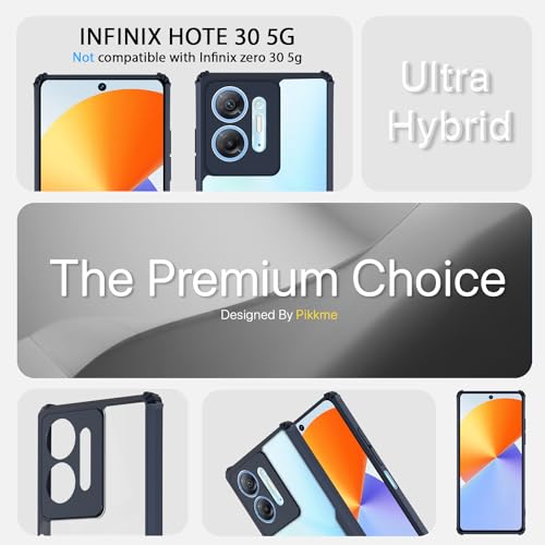 Image of Pikkme Infinix HOT 30 5G Back Cover | Crystal Clear Transparent Back | Ultra Hyrbid | Full Camera Protection | Raised Edge | Bumper Back Case (Blue)