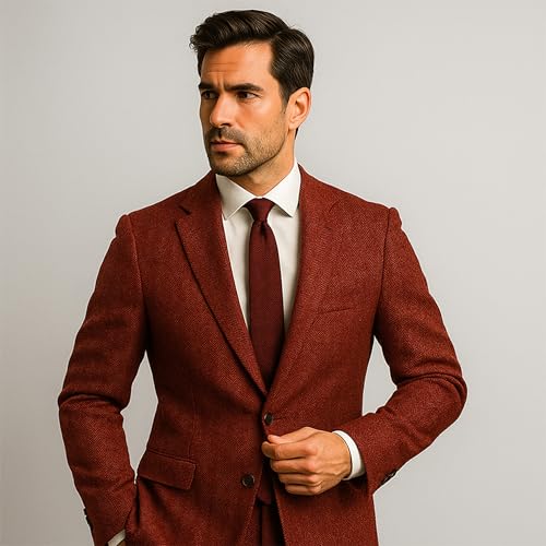 Image of BIGREAMS Unstitched Herringbone Wool Blazer Yarn-Dyed Fabric For Three Piece Suit | 58 inch Wide, Wrinkle Free, Best For Coat Pant, Nehru Jacket (Free Size)
