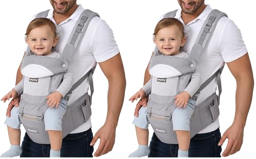 Image of Cherilo Baby Carrier for 0 to 3 Year Baby | Adjustable 4 Carry Positions Baby Carrier | Comfortable Baby Carrying Bag for New Born & Toddler up to 15 Kgs | Grey (Pack of 2)