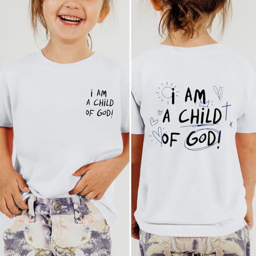 Image of KEEVICI Cute I Am A God of Child Shirt Girls Graphic Tees Christian T Shirts for Kids Jesus Religious Faith Cotton Summer Top