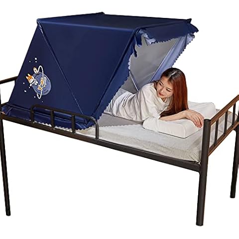 RTHOMR Bed Tent Dream Tents Bed Canopy Shelter Cabin Folding Indoor Privacy Warm Breathable Blackout Single Size for Kids And Adult,Blue,90×190×80cm Cover