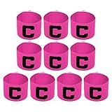 PATIKIL 11.8x2.8 Soccer Captain Armband, 10Pcs Nylon Elastic Protective Arm Badge for Youth Adult Team Training, Pink