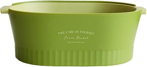 VILLCASE Colador de cocina 2 en 1 Colador de cocina Cuenco de lavado doble capa de drenaje cesta de lavabo para pasta, espagueti, frutas, verduras,