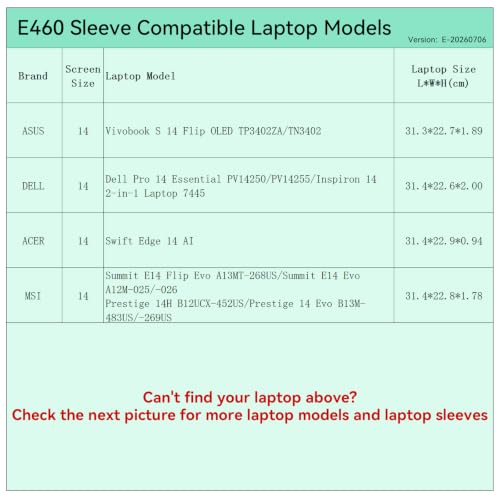 Image of Smatree Elite Laptop Sleeve for 14 inch ASUS /DELL /Acer /MSI | for 14inch ASUS Vivobook S14 Flip OLED TP3402ZA /TN3402,DELL Inspiron 14 2-in-1 /Pro14,Acer Swift,MSI Summit /Prestige(E460)