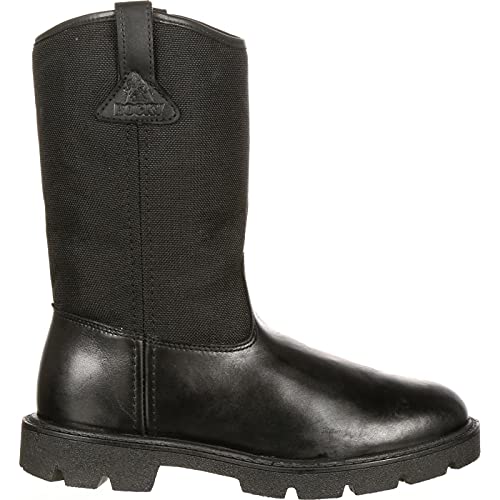 ROCKY Warden Pull-On Wellington Public Service Boot, Black, Size 10.5(MW)