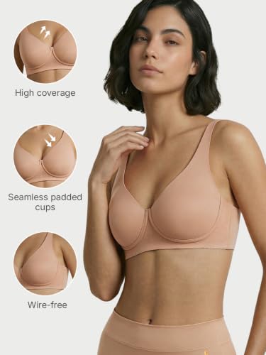 Image of Enamor Bamboo Cotton IO05, Plunge, Everyday Women's T-Shirt Bra - 3X Softer, 4X More Absorbent & Antimicrobial, Padded, Wirefree, High Coverage