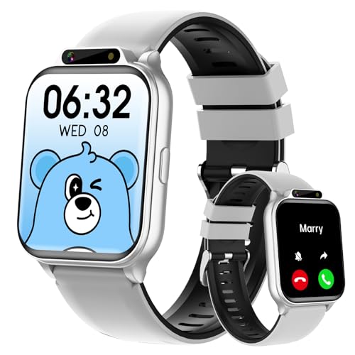 Smart Watch for Kids, 1.85' Fitness Tracker with Heart Rate, Sleep Monitor, IP68 Waterproof Smartwatches with Video Music, Pedometer, Game, NO APP/Phone, Gift for Boys Girls. (Classic, Silver)