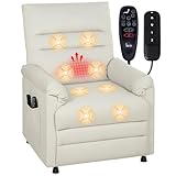 HOMCOM Fauteuil Relax électrique massant et Chauffant, Fauteuil inclinable en Velours adapté aux Animaux, Repose Pieds, Moteur Silencieux, mémoire, Port USB, Poches latérales et télécommande, crème