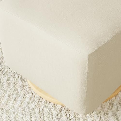 Babyletto Kiwi Gliding Ottoman in Performance Cream Eco-Weave with Light Wood Base, Water Repellent & Stain Resistant, Greenguard Gold and CertiPUR-US Certified by babyletto - Image 6