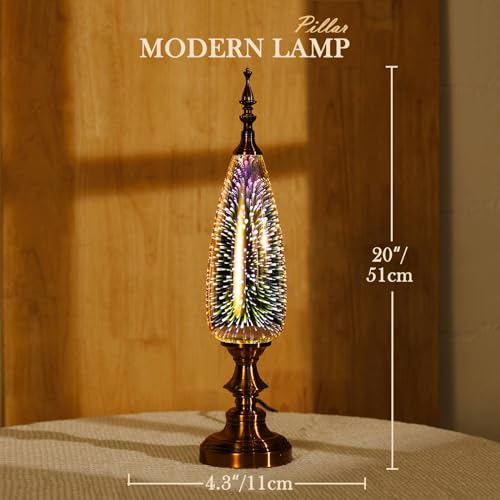 Porseme Table Lamp Decorative Turkish Arabian Desk Lamp with Handmade 3D Effect Glass and Bronze Base for Bedroom, Bedside, Living Room, Office - image 2
