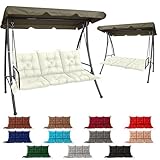 NACATIN 3 Seat Cushion for Outdoor Swing - 60x40 inches, 4' Thick Porch Swing Cushions with Ties and Storage Bag, Waterproof Bench Cushions for Patio, Outdoor, Backyard and Garden (Beige)